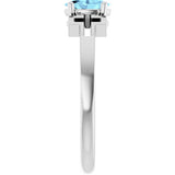 Platinum Oval Natural Aquamarine Youth Cross Ring - view 4