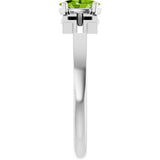 14K Gold Oval Natural Peridot Youth Cross Ring - White Gold - view 4