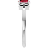 14K Gold Oval Natural Ruby Youth Cross Ring - White Gold - view 4