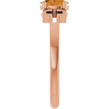 14K Gold Oval Natural Citrine Youth Cross Ring - Rose Gold - view 4