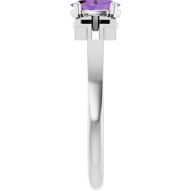 Platinum Oval Natural Amethyst Youth Cross Ring - view 4
