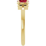 14K Gold Oval Natural Ruby Youth Cross Ring - Yellow Gold - view 4