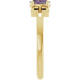 14K Gold Oval Lab-Grown Alexandrite Youth Cross Ring - Yellow Gold - view 4