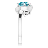 14K Gold Round Natural London Blue Topaz & Natural Sky Blue Topaz & Natural Diamond Two-Stone Ring - view 4
