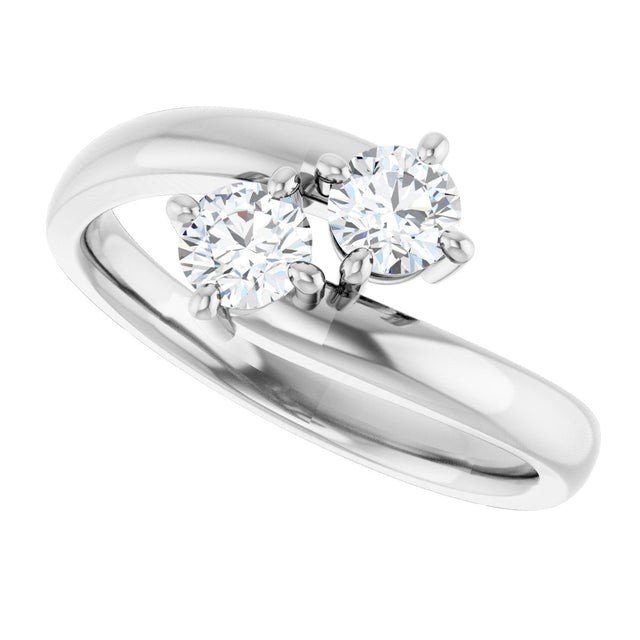 14K Gold Round Natural Diamond Two-Stone Ring – 4.1mm Stones - view 10