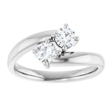14K Gold Round Natural Diamond Two-Stone Ring – 4.1mm Stones - view 8