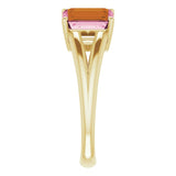 14K Gold Emerald Natural Pink Tourmaline & Natural Citrine Two-Stone Ring - view 4
