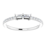 14K Gold Straight Baguette Natural Diamond Accented Two-Stone Ring - view 8