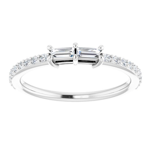 14K Gold Straight Baguette Natural Diamond Accented Two-Stone Ring - view 8