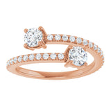 14K Gold Round Lab-Grown Diamond Two-Stone Bypass Ring - Rose Gold - view 13