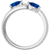 Platinum Pear Natural Blue Sapphire Two-Stone Bypass Ring - view 12