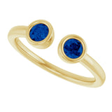 14K Gold Round Natural Blue Sapphire Bezel-Set Two-Stone Ring - Yellow Gold - view 5