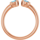14K Gold Round Natural Aquamarine Bezel-Set Two-Stone Ring - Rose Gold - view 2