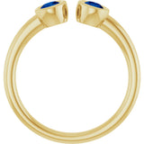 14K Gold Round Lab-Grown Blue Sapphire Bezel-Set Two-Stone Ring - Yellow Gold - view 2