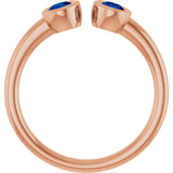 14K Gold Round Lab-Grown Blue Sapphire Bezel-Set Two-Stone Ring - Rose Gold - view 2