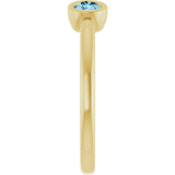 14K Gold Round Natural Aquamarine Bezel-Set Two-Stone Ring - Yellow Gold - view 4