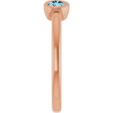 14K Gold Round Natural Aquamarine Bezel-Set Two-Stone Ring - Rose Gold - view 4
