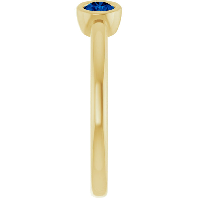 14K Gold Round Natural Blue Sapphire Bezel-Set Two-Stone Ring - Yellow Gold - view 4