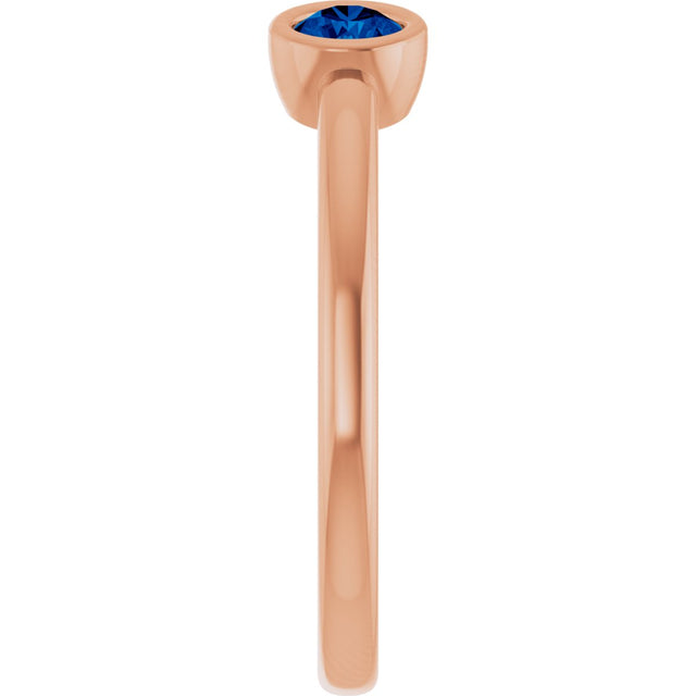 14K Gold Round Lab-Grown Blue Sapphire Bezel-Set Two-Stone Ring - Rose Gold - view 4