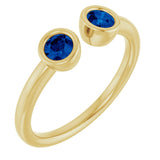 14K Gold Round Natural Blue Sapphire Bezel-Set Two-Stone Ring - Yellow Gold