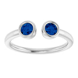 Platinum Round Lab-Grown Blue Sapphire Bezel-Set Two-Stone Ring - view 3