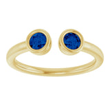 14K Gold Round Lab-Grown Blue Sapphire Bezel-Set Two-Stone Ring - Yellow Gold - view 3