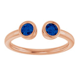 14K Gold Round Lab-Grown Blue Sapphire Bezel-Set Two-Stone Ring - Rose Gold - view 3