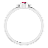 Platinum Round Lab-Grown Ruby Stackable Bezel-Set Ring - view 7