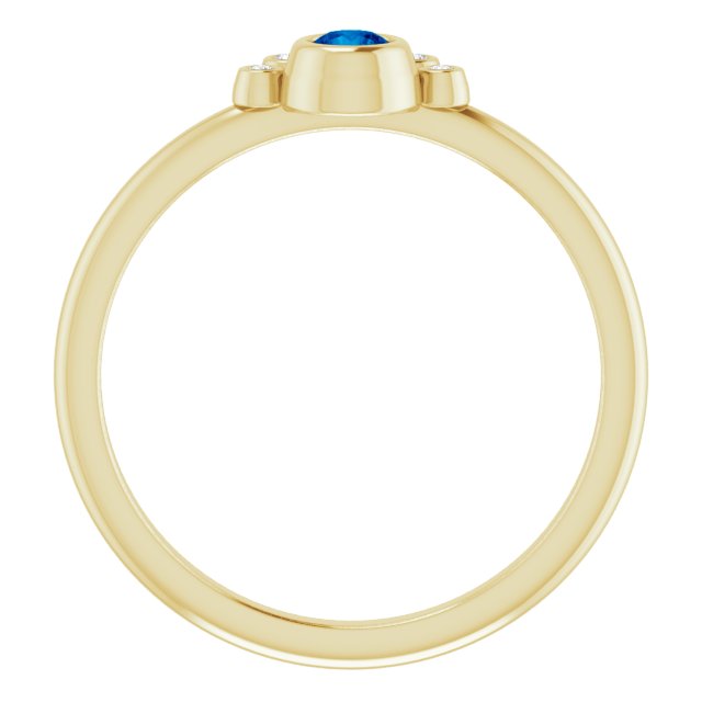 14K Gold Round Natural Blue Sapphire Stackable Bezel-Set Ring - Yellow Gold - view 7