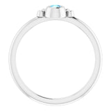 Platinum Round Natural Aquamarine Stackable Bezel-Set Ring - view 7