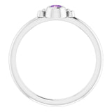14K Gold Round Natural Amethyst Stackable Bezel-Set Ring - White Gold - view 7