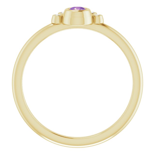 14K Gold Round Natural Amethyst Stackable Bezel-Set Ring - Yellow Gold - view 7