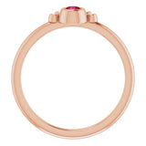 14K Gold Round Natural Ruby Stackable Bezel-Set Ring - Rose Gold - view 7
