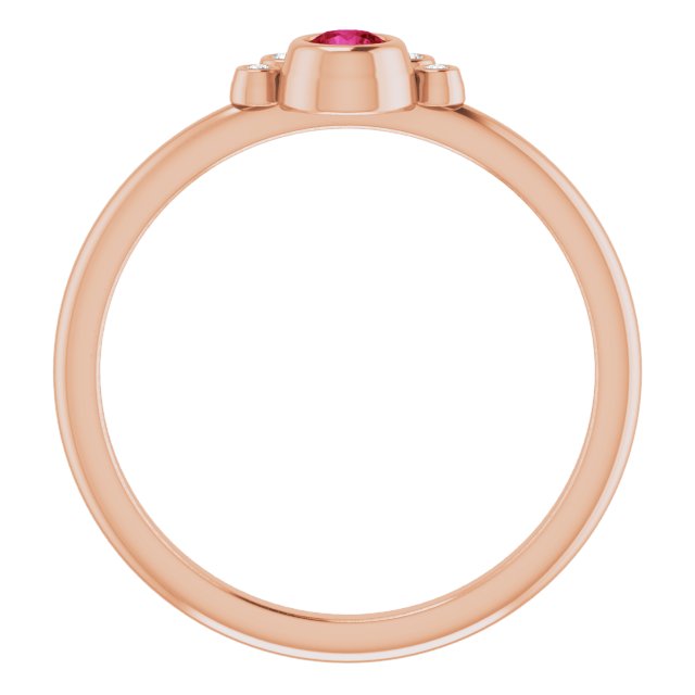 14K Gold Round Natural Ruby Stackable Bezel-Set Ring - Rose Gold - view 7