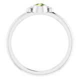 Platinum Round Natural Peridot Stackable Bezel-Set Ring - view 7