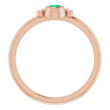 14K Gold Round Lab-Grown Emerald Stackable Bezel-Set Ring - Rose Gold - view 7