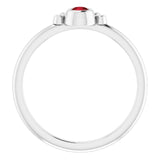 Platinum Round Natural Mozambique Garnet Stackable Bezel-Set Ring - view 7