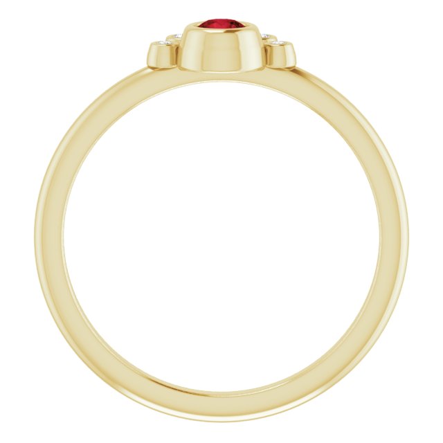 14K Gold Round Natural Mozambique Garnet Stackable Bezel-Set Ring - Yellow Gold - view 7