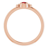 14K Gold Round Natural Mozambique Garnet Stackable Bezel-Set Ring - Rose Gold - view 7