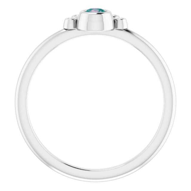 14K Gold Round Natural Alexandrite Stackable Bezel-Set Ring - White Gold - view 7