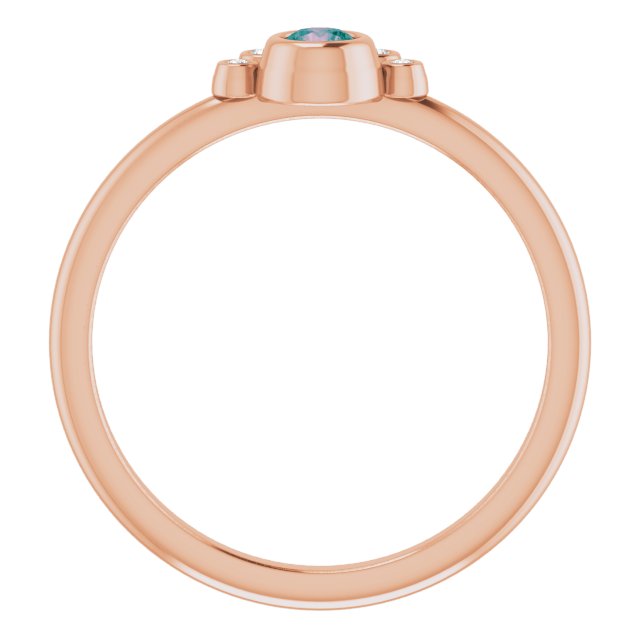 14K Gold Round Natural Alexandrite Stackable Bezel-Set Ring - Rose Gold - view 7