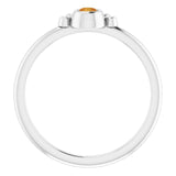 14K Gold Round Natural Citrine Stackable Bezel-Set Ring - White Gold - view 7