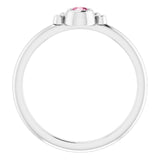 Platinum Round Natural Pink Tourmaline Stackable Bezel-Set Ring - view 7
