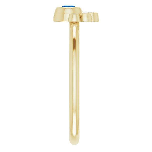14K Gold Round Lab-Grown Blue Sapphire Stackable Bezel-Set Ring - Yellow Gold - view 9