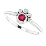 Platinum Round Natural Ruby Stackable Bezel-Set Ring - view 10