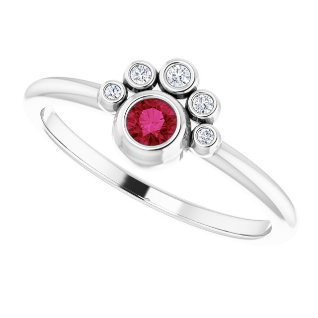 Platinum Round Natural Ruby Stackable Bezel-Set Ring - view 10