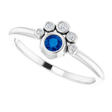 14K Gold Round Natural Blue Sapphire Stackable Bezel-Set Ring - White Gold - view 10