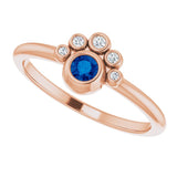 14K Gold Round Natural Blue Sapphire Stackable Bezel-Set Ring - Rose Gold - view 10