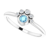 Platinum Round Natural Aquamarine Stackable Bezel-Set Ring - view 10