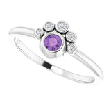 14K Gold Round Natural Amethyst Stackable Bezel-Set Ring - White Gold - view 10
